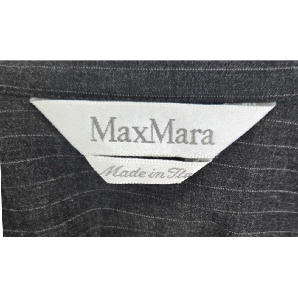 NWOT-Max Mara Women Pinstriped Wool-Blend Shirt Gray Size 4 Italy Luxury Button